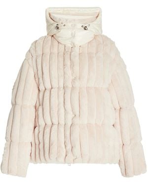 Moncler Fare Quilted Faux Fur Jacket - Natural