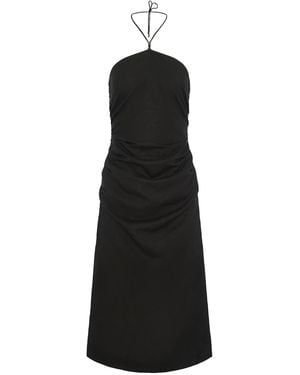 Onia Air Linen Ruched Halter Dress - Black