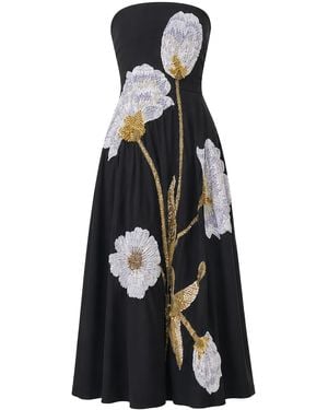 La Fuori Midnight Fleur Embellished Midi Dress - Black