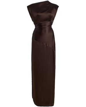 Twp On The Side Silk Dress - Brown