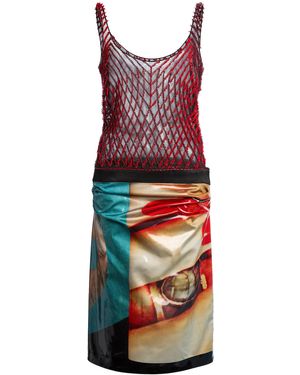 Christopher Esber Lacquer Lattice Bead Midi Dress - Red