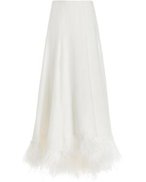 TOVE Renee Feather-trimmed Silk Maxi Skirt - White