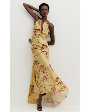 De La Vali Jessamine Silk-Blend Halter Maxi Dress - Metallic