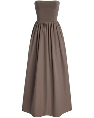 Matteau Exclusive Strapless Knit And Cotton Maxi Dress - Brown