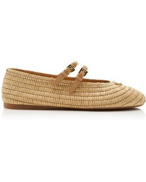 Prada Raffia Ballet Flats - Natural