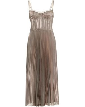 Prada Bra-detailed Pleated Voile Midi Dress - Natural