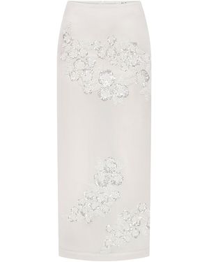 ILA THE BRAND Exclusive Pixie Embellished Silk-Organza Midi Skirt - White
