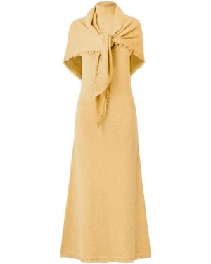 Monse Wrap-Detail Mock Neck Merino Wool Midi Dress - Metallic
