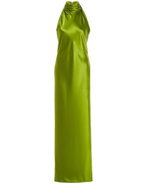 Brandon Maxwell Silk-satin Halterneck Gown - Green