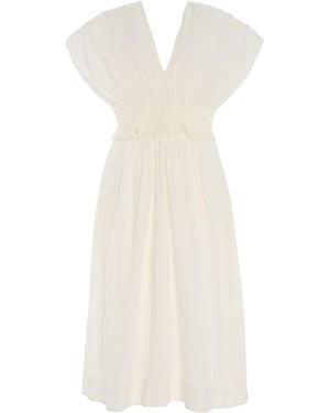 Sea Zora Pleated Voile Midi Dress - White