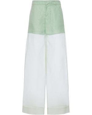 Del Core Sheer Silk-Organza Wide-Leg Pants - White