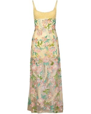 La Fuori Burst Of Lily Emb Embroidered Dress - Metallic