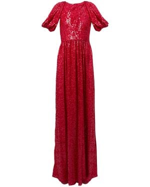 Erdem Shoulder Draped Sequined Gown - Red