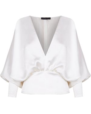SEV Plunged Crepe Top - White