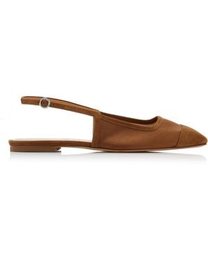 Aeyde Geraldine Suede-Trimmed Satin Slingback Flats - White