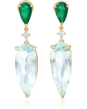 Yi Collection 18K Emerald And Aquamarine Earrings - Blue
