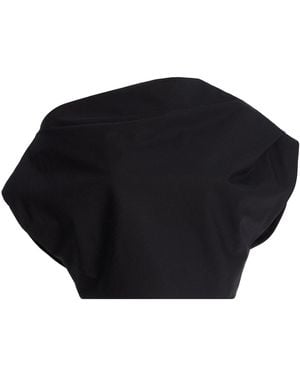 Brandon Maxwell Exclusive Riviera Asymmetric Draped Satin Cotton Crop Top - Black