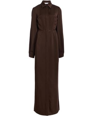 Michael Kors Slit Sleeve Techno Satin Maxi Dress - Brown