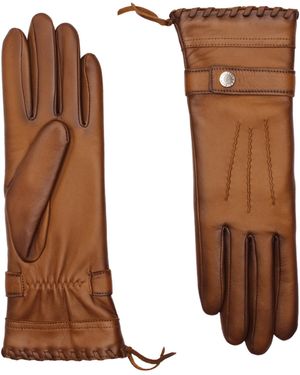 Agnelle Dallas Cashmere-Lined Leather Gloves - Brown