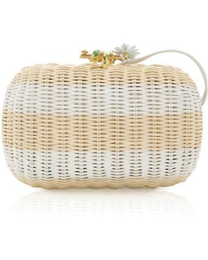Bottega Veneta Knot Striped Wicker Clutch - Natural