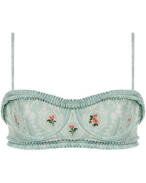 Agua Bendita Isolda Nostalgia Jersey Bikini Top - Green
