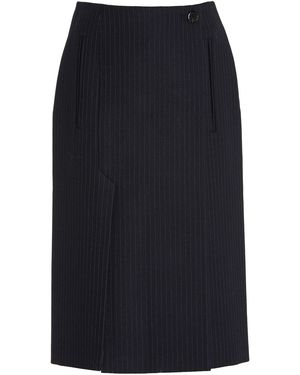 Prada Pinstriped Wool Midi Skirt - Blue