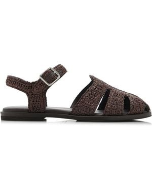 Frēda Salvador Sera Raffia Fisherman Sandals - Black