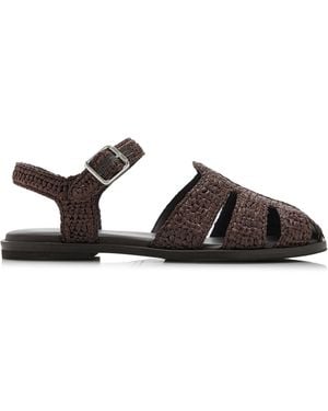 Frēda Salvador Sera Raffia Fisherman Sandals - Black