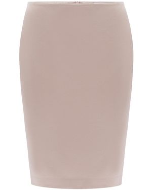 Alex Perry Low Rise Duchess Satin Midi Skirt - Natural