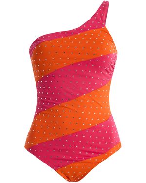 DES_PHEMMES Exclusive La Isla One-Shoulder Swimsuit - Red