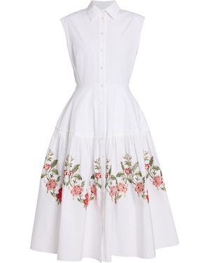 Erdem Embroidered Cotton-Poplin Midi Dress - White