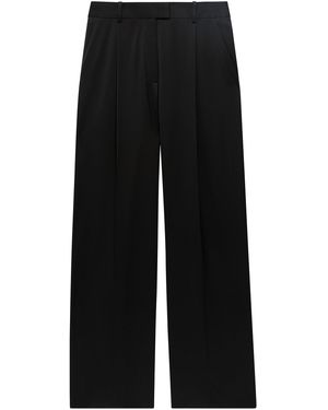 Another Tomorrow Exclusive Oversized Wool Wide-Leg Trousers - Black