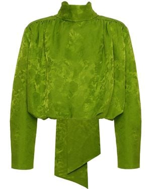 Magda Butrym Patterned Linen-Silk Blouse - Green