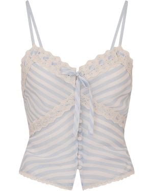 LoveShackFancy Anika Striped Top - Grey