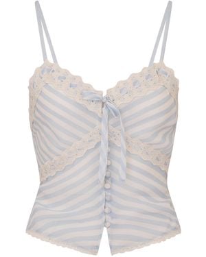 LoveShackFancy Anika Striped Top - Gray