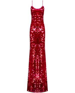 The New Arrivals Ilkyaz Ozel Gwyneth Paillette-sequined Gown - Red