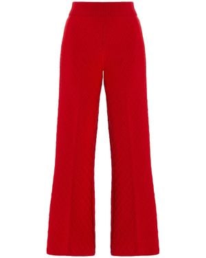 High Sport Exclusive Harry Cotton-Blend Knit Cropped Wide-Leg Trousers - Red