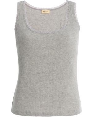 DONNI. The Vintage Ribbed Lace Tank Top - Grey