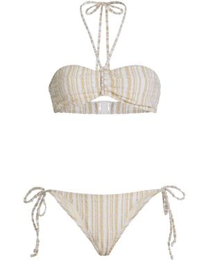 Lisa Marie Fernandez Striped Seersucker Bikini - White
