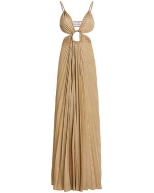 Georgia Hardinge Deity Plisse Metallic Knit Maxi Dress - Natural