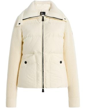 Moncler Down Wool Zip-Up Cardigan - Natural