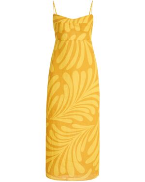 Cala De La Cruz Exclusive Paloma Linen Midi Dress - Yellow