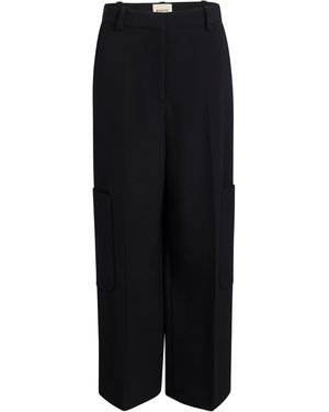 Khaite Caiton High-rise Woven Wide-leg Trousers - Black