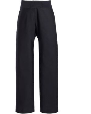 Brandon Maxwell The Phoenix Low-Rise Wool-Silk Mikado Barrel-Leg Trousers - Blue