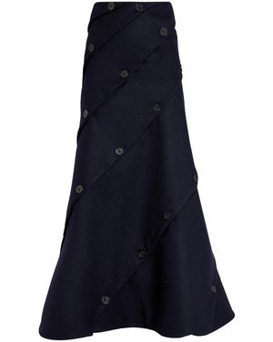 A.W.A.K.E. MODE Wool High-Waisted Trumpet Maxi Skirt - Blue