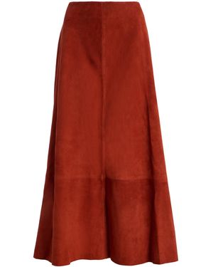 St. Agni Exclusive Suede Midi Circle Skirt - Red