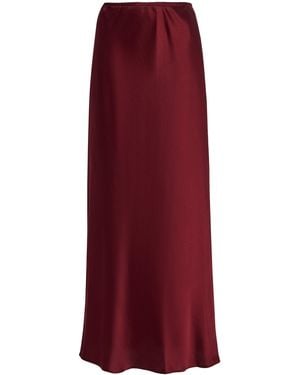 Leset Barb Satin Maxi Skirt - Red