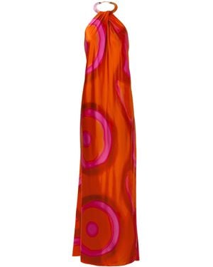 Silvia Tcherassi Jesse Silk-Satin Maxi Halter Dress - Red