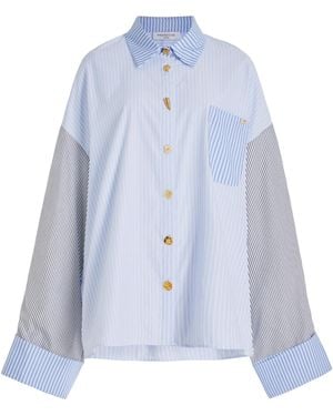 Franchise Exclusive Joe Oversized Striped Cotton Shirt - Blue