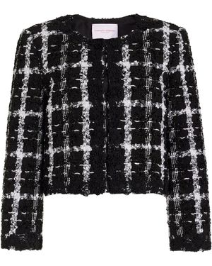 Carolina Herrera Collarless Tweed Jacket - Black